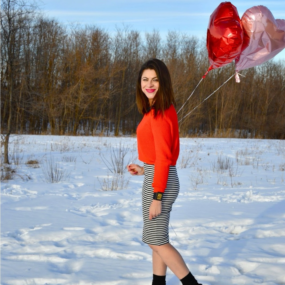Striped pencil skirt
